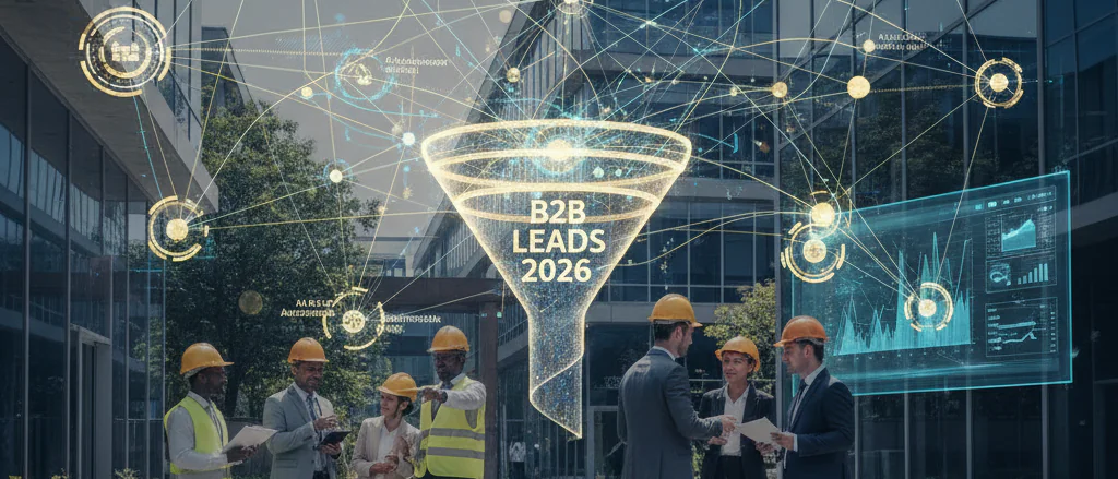 B2B lead generation concept illustration for fundamentals related to B2B lead generation and AI Search Optimization for B2...